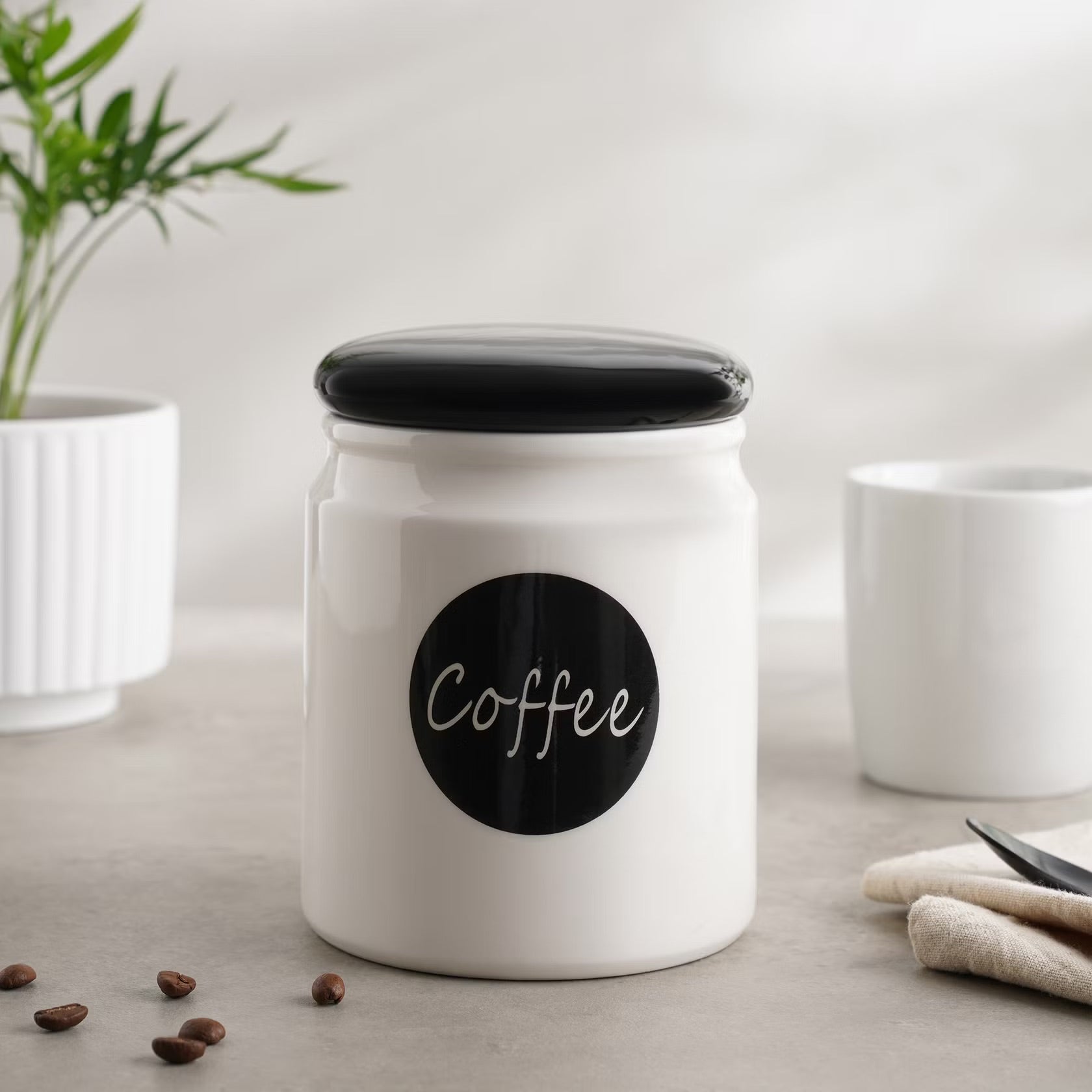 Aros 800ml White Coffee Canister - Airtight Storage for Freshness