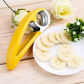 Ergonomic Banana Slicer with Stainless Steel Blades - Easy Grip Yellow Handles for Perfect Slices