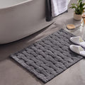 Luxurious Dark Grey Jacquard Bathmat - 70x120 cm, Soft & Absorbent Bathroom Rug