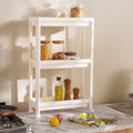 3-Tier Narrow Kitchen Storage Rack on Wheels - Space-Saving White Organizer for Easy Mobility