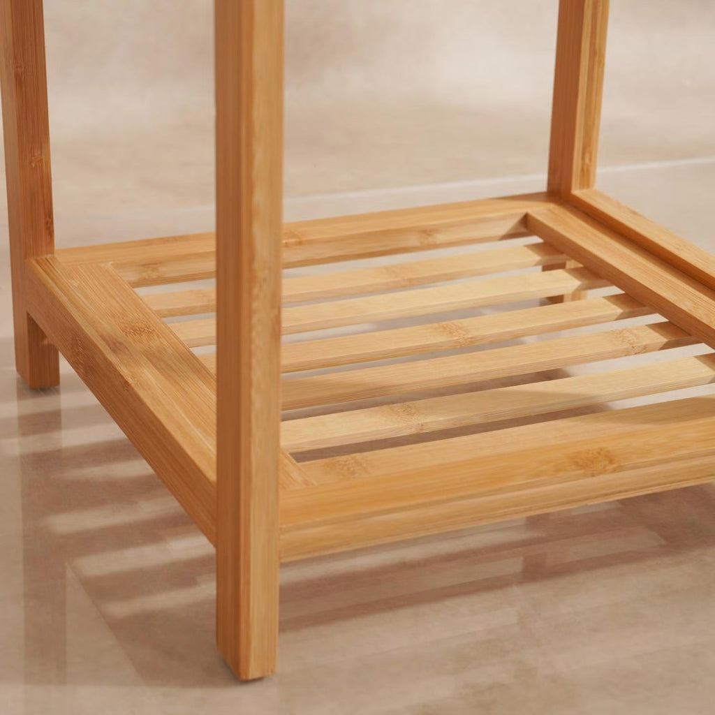 Natural Finish 3-Tier Bamboo Bath Rack - 30x30x57cm | Stylish & Durable Bathroom Storage Solution
