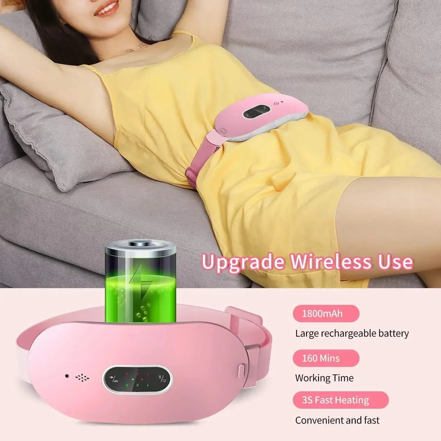Adjustable Heating Waistband Massager - 6 Heat Levels & Multiple Massage Modes for Ultimate Comfort and Relaxation