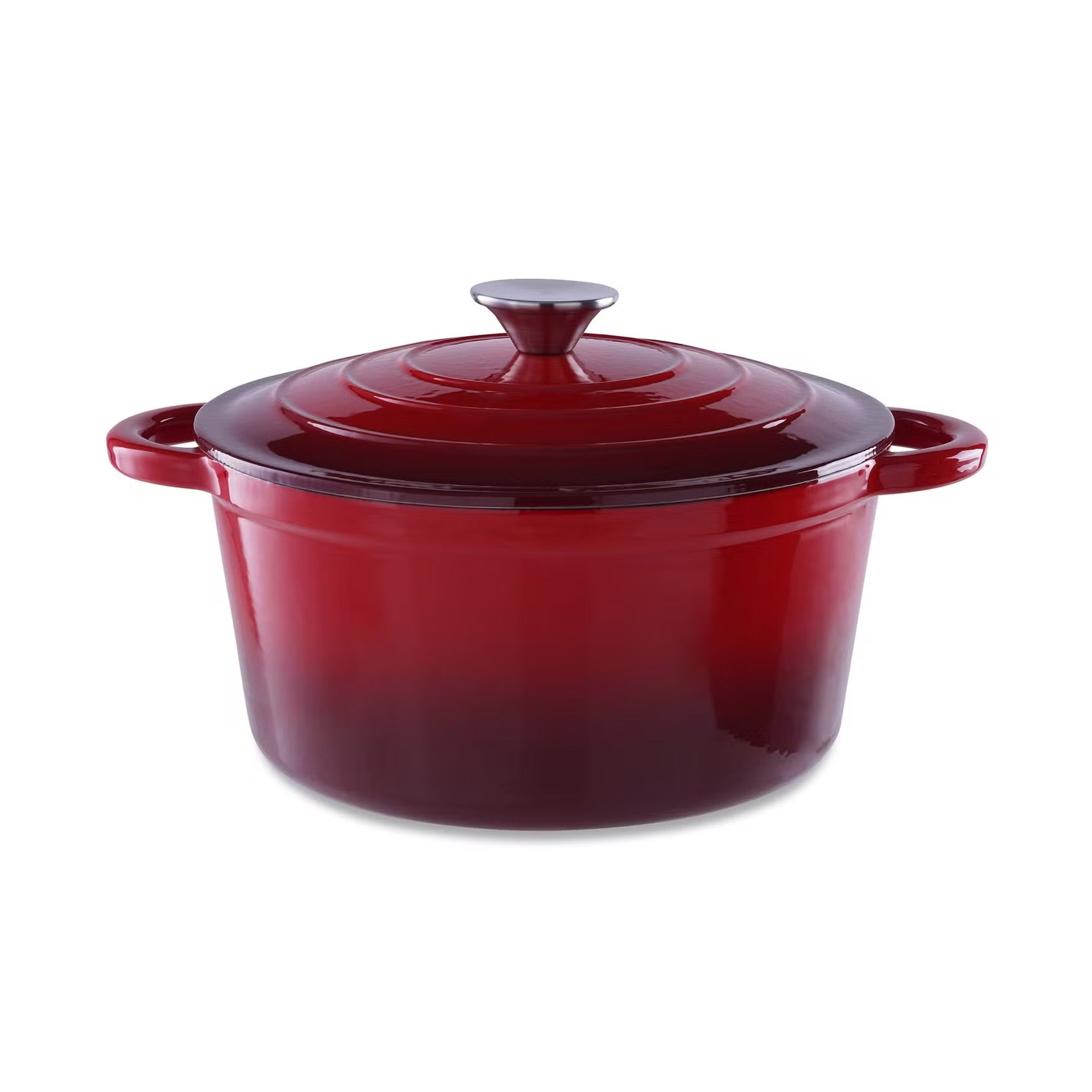 2L Ombre Red Enameled Cast Iron Cooking Pot - Durable, Versatile, and Stylish Kitchen Essential
