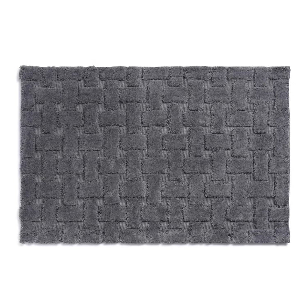 Luxurious Dark Grey Jacquard Bathmat - 70x120 cm, Soft & Absorbent Bathroom Rug