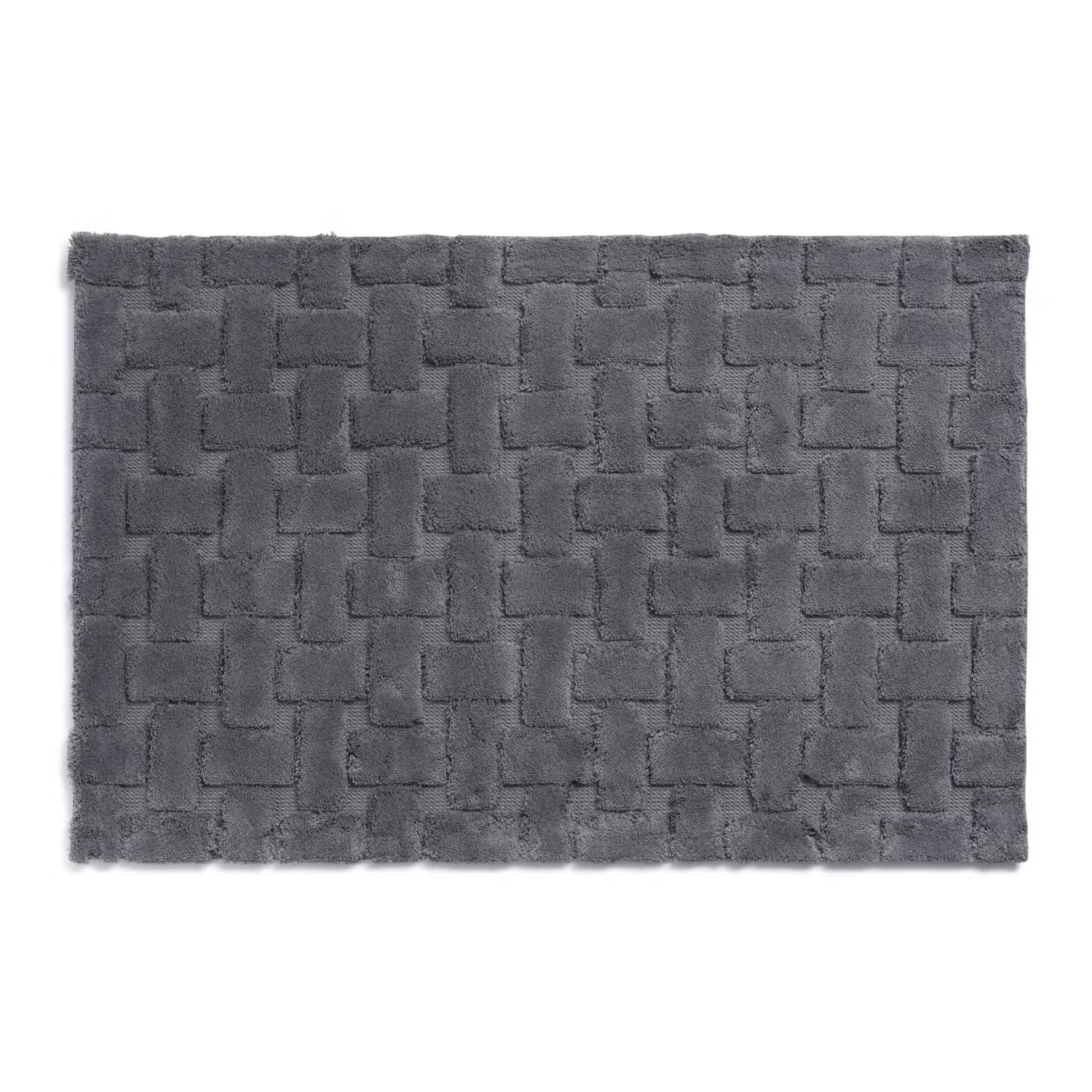 Luxurious Dark Grey Jacquard Bathmat - 70x120 cm, Soft & Absorbent Bathroom Rug