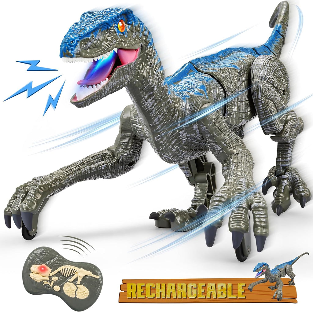 Remote Control Velociraptor Dinosaur Toy - Interactive with Lights & Sounds, Perfect for Kids!