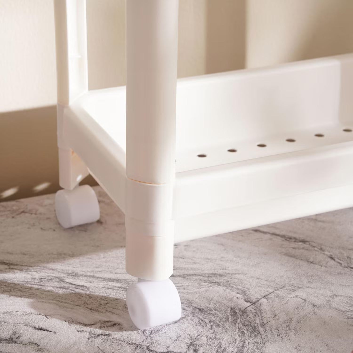3-Tier Narrow Kitchen Storage Rack on Wheels - Space-Saving White Organizer for Easy Mobility