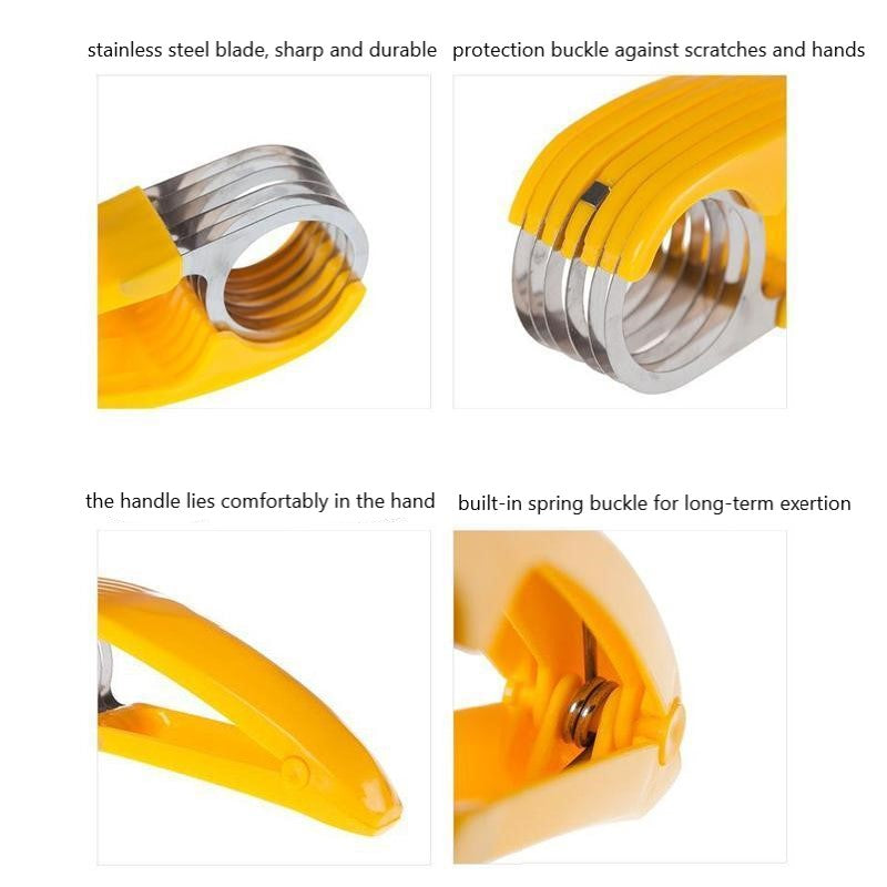 Ergonomic Banana Slicer with Stainless Steel Blades - Easy Grip Yellow Handles for Perfect Slices