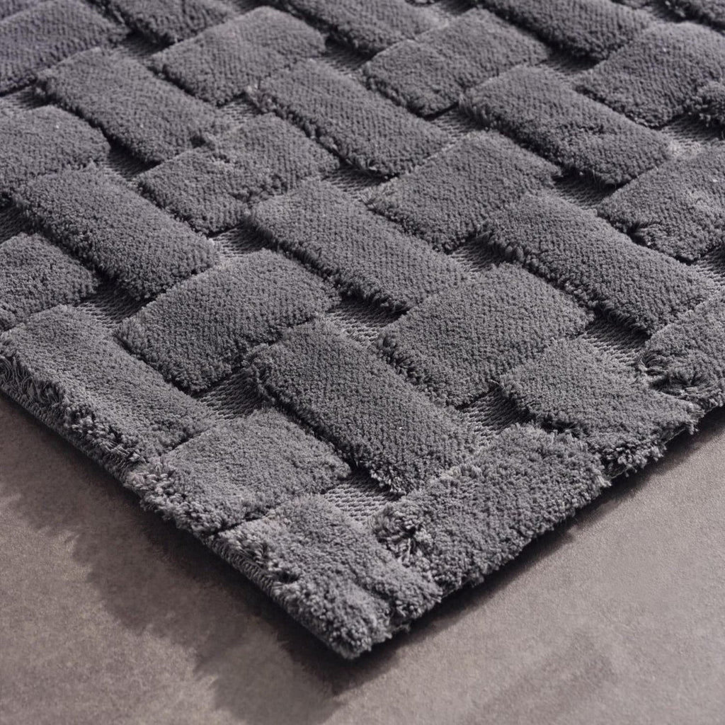 Luxurious Dark Grey Jacquard Bathmat - 70x120 cm, Soft & Absorbent Bathroom Rug