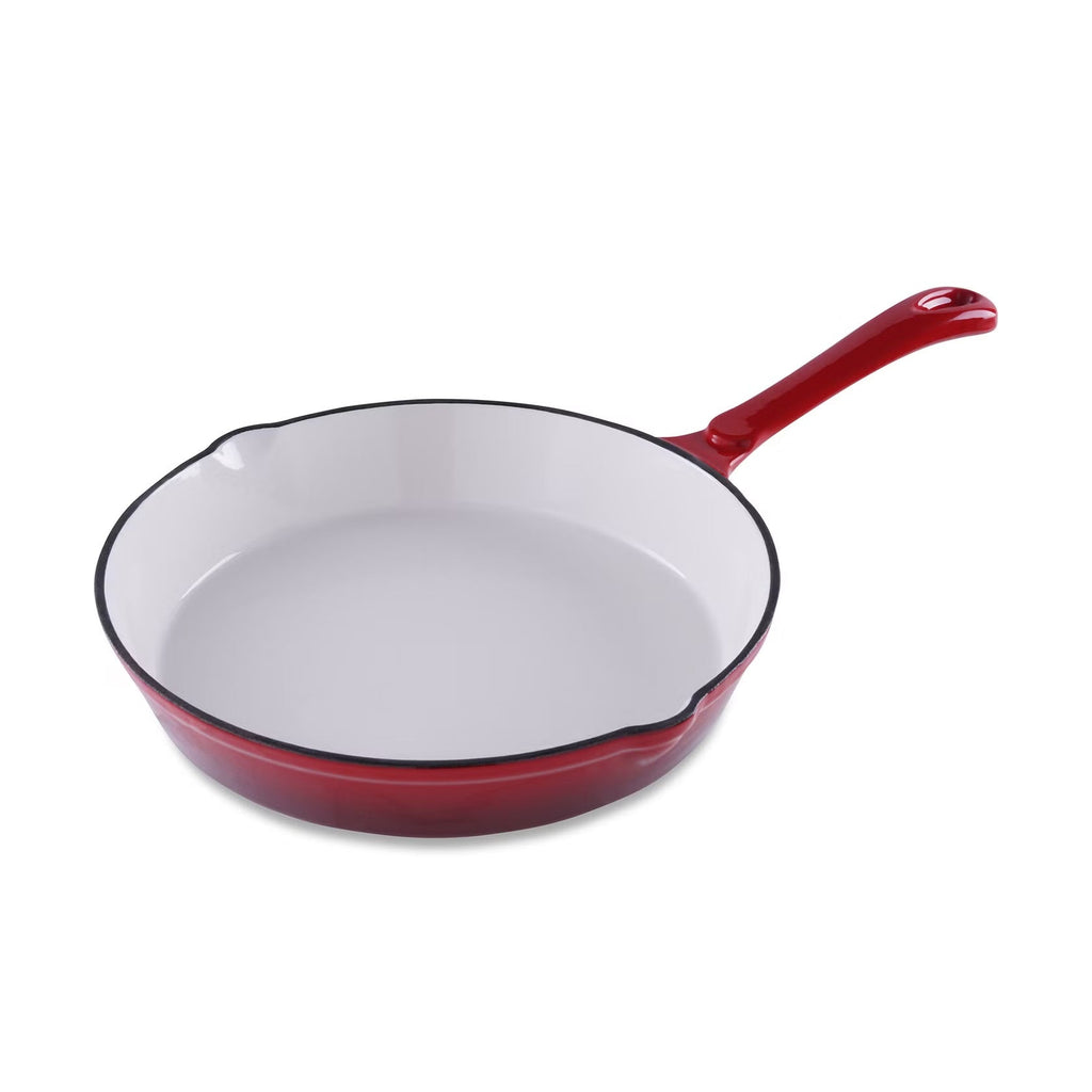 Ombre Red Enameled Cast Iron Fry Pan - 40x25x5.5cm | Durable Non-Stick Cookware for Even Heat Distribution