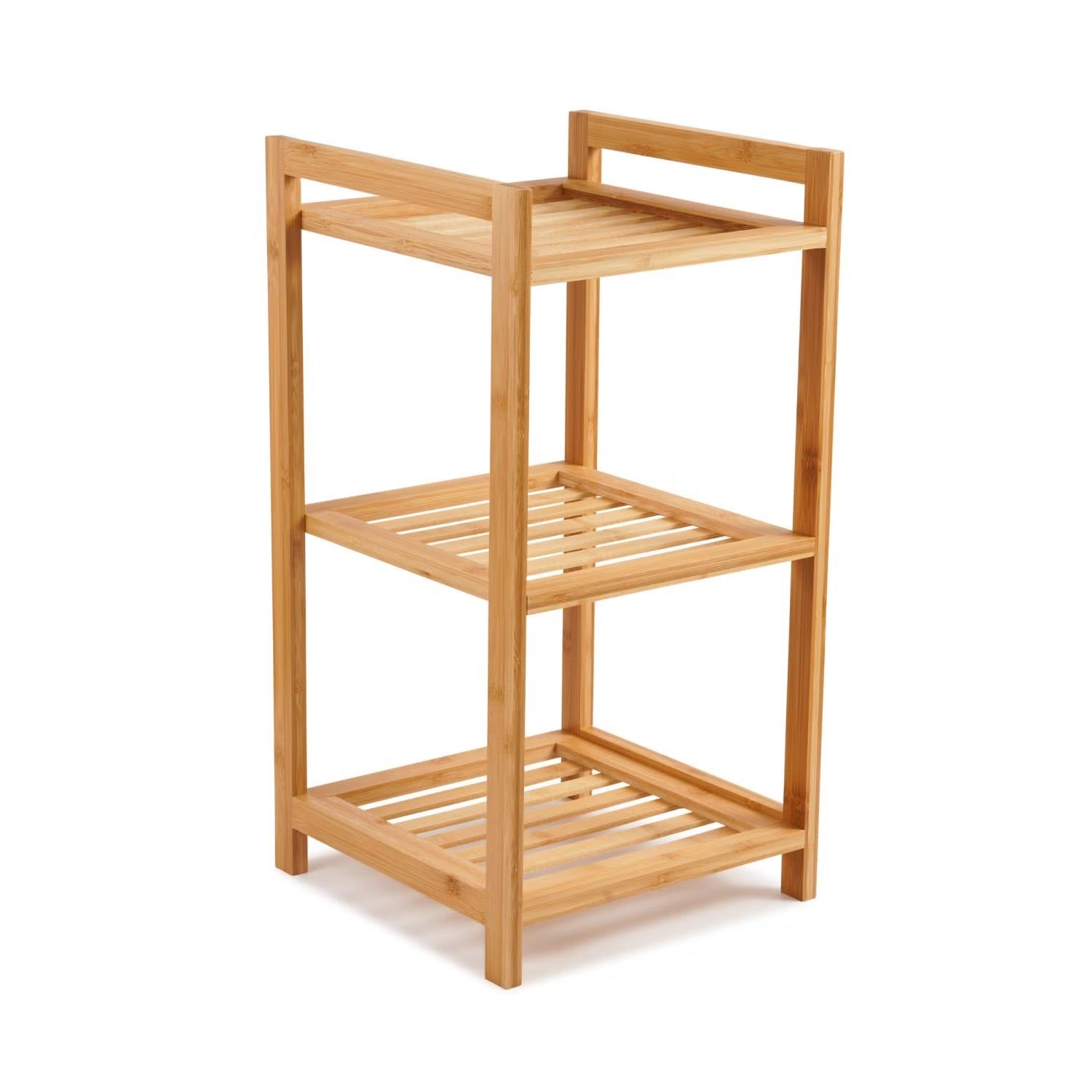 Natural Finish 3-Tier Bamboo Bath Rack - 30x30x57cm | Stylish & Durable Bathroom Storage Solution