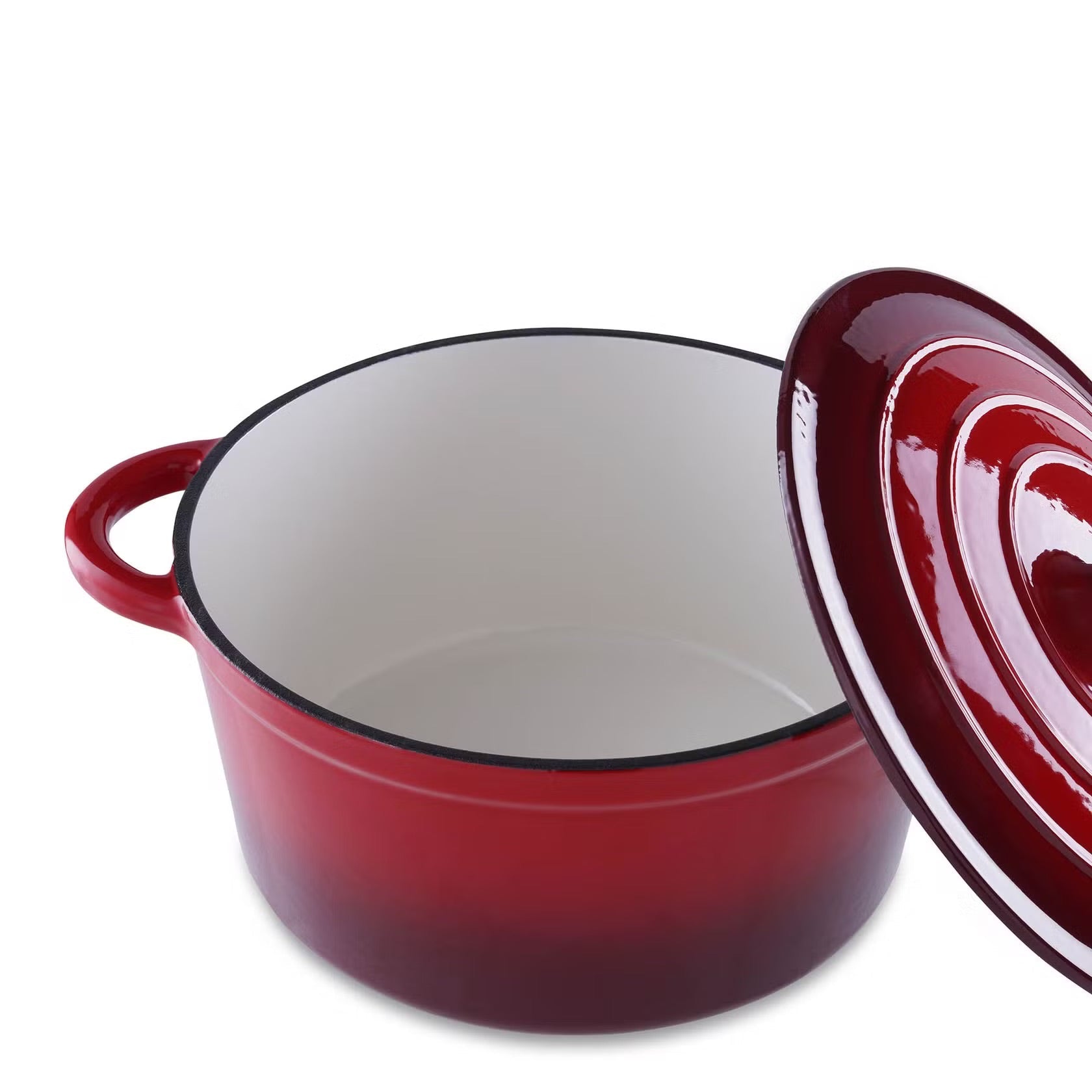2L Ombre Red Enameled Cast Iron Cooking Pot - Durable, Versatile, and Stylish Kitchen Essential