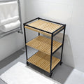 3-Tier Bamboo Trolley Cart - Multipurpose Storage Organizer, 47x33x77cm, Natural Finish - Ideal for Kitchen, Living Room & Office