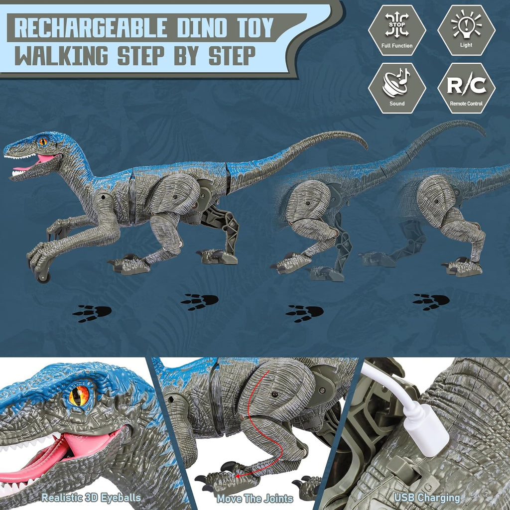 Remote Control Velociraptor Dinosaur Toy - Interactive with Lights & Sounds, Perfect for Kids!