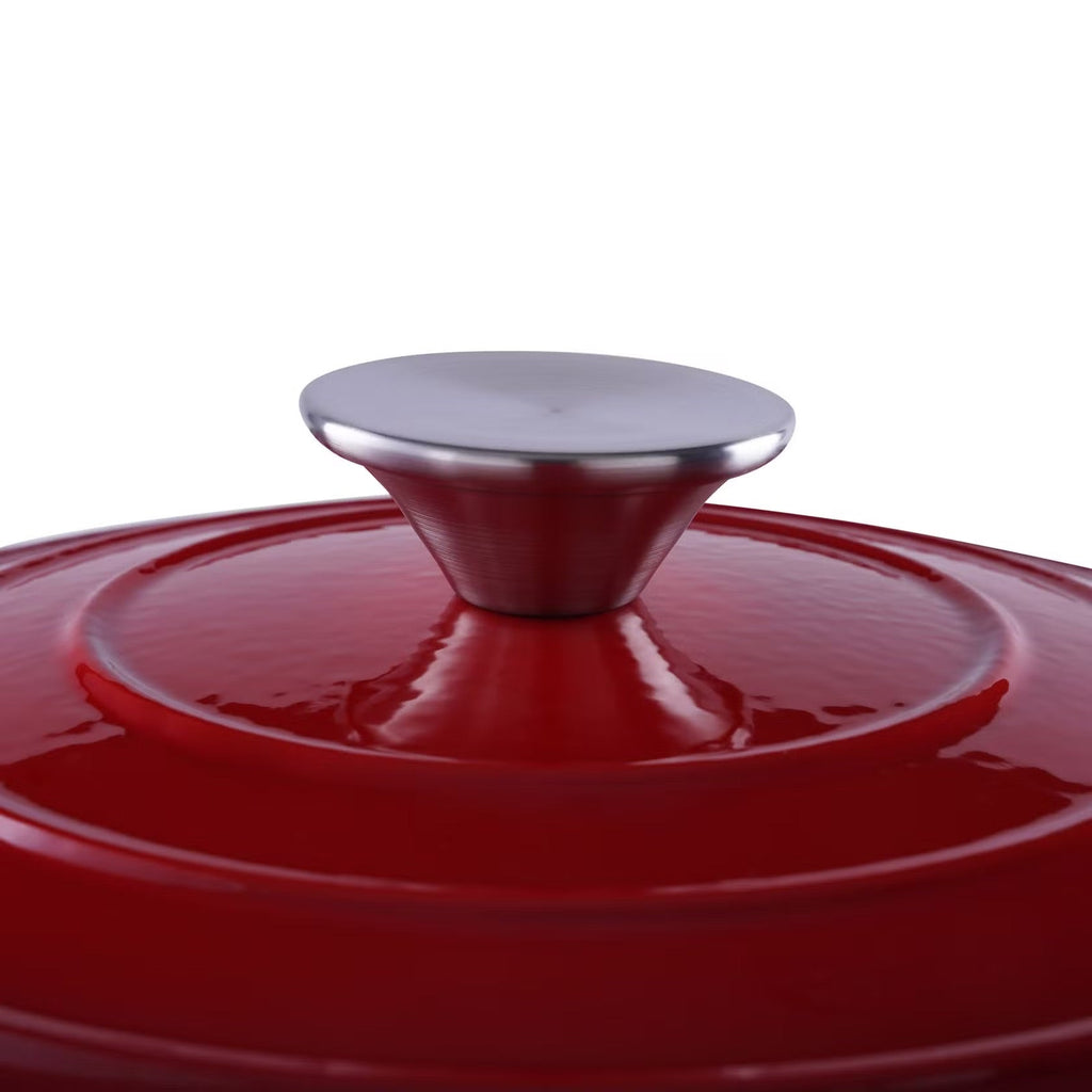 2L Ombre Red Enameled Cast Iron Cooking Pot - Durable, Versatile, and Stylish Kitchen Essential