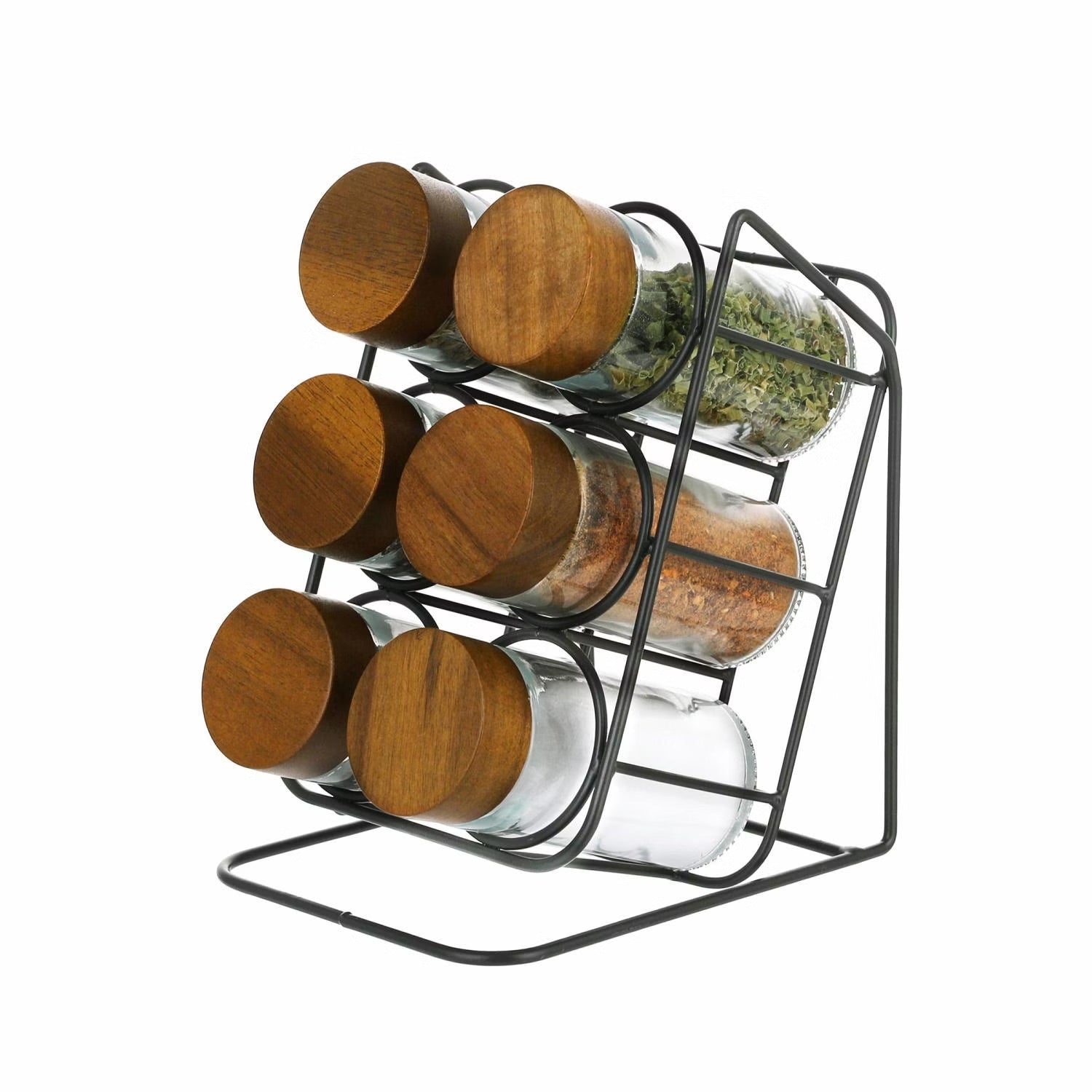 Virella 6-Piece Spice Jar Set with Slanting Stand - Stylish & Functional Storage Solution for Herbs and Spices