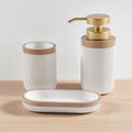 Elegant White Bathroom Soap Dish, Dispenser & Tumbler Set - Modern Bathroom Accessories
