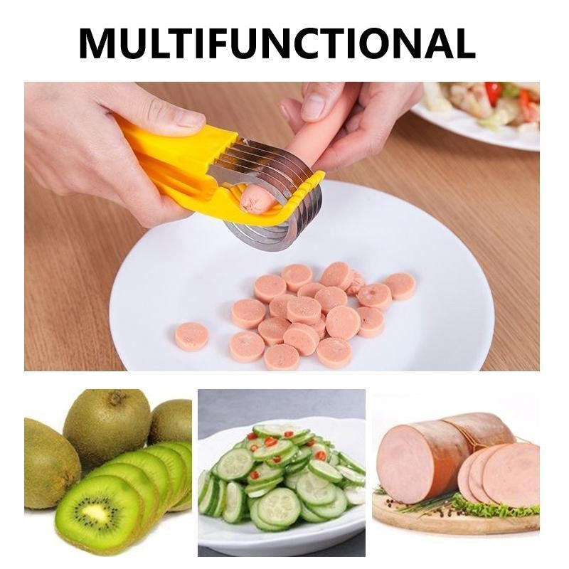 Ergonomic Banana Slicer with Stainless Steel Blades - Easy Grip Yellow Handles for Perfect Slices