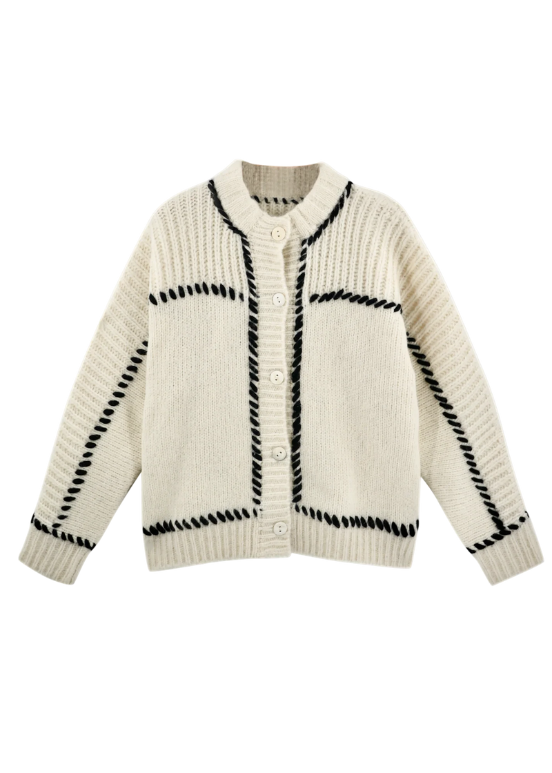 ANDERMATT CARDIGAN EM IVORY/BLACK