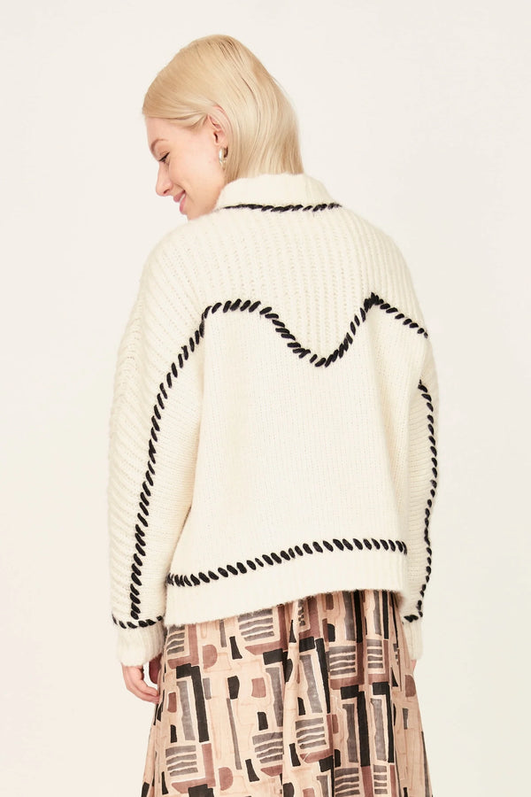 ANDERMATT CARDIGAN EM IVORY/BLACK