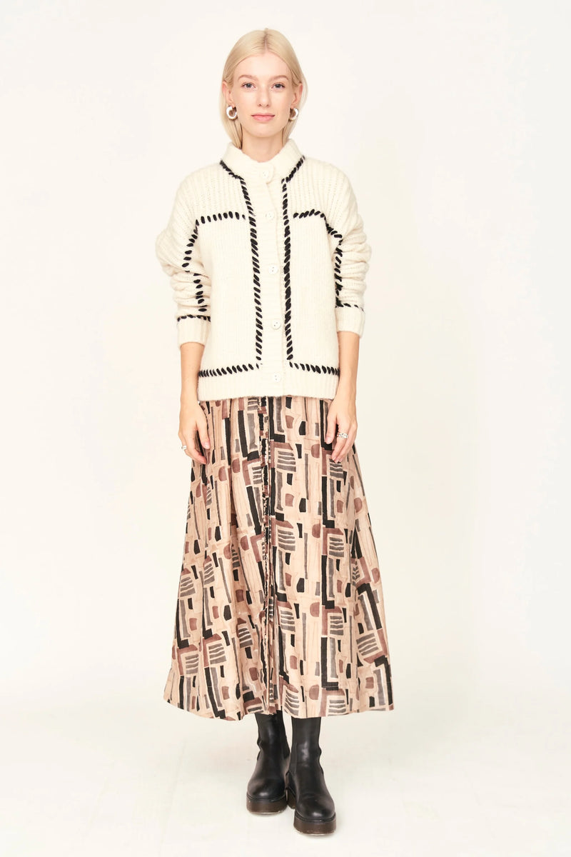 ANDERMATT CARDIGAN EM IVORY/BLACK