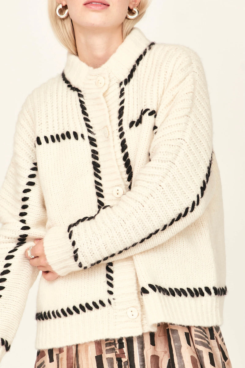 ANDERMATT CARDIGAN EM IVORY/BLACK
