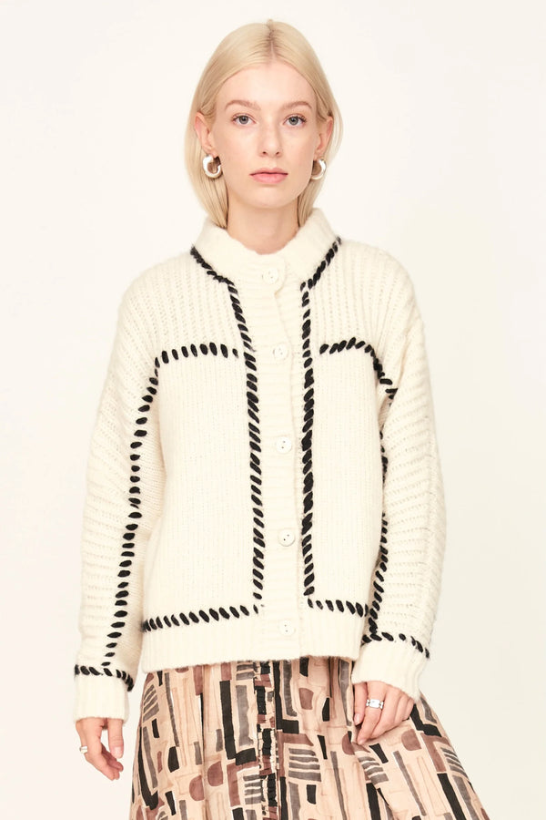 ANDERMATT CARDIGAN EM IVORY/BLACK
