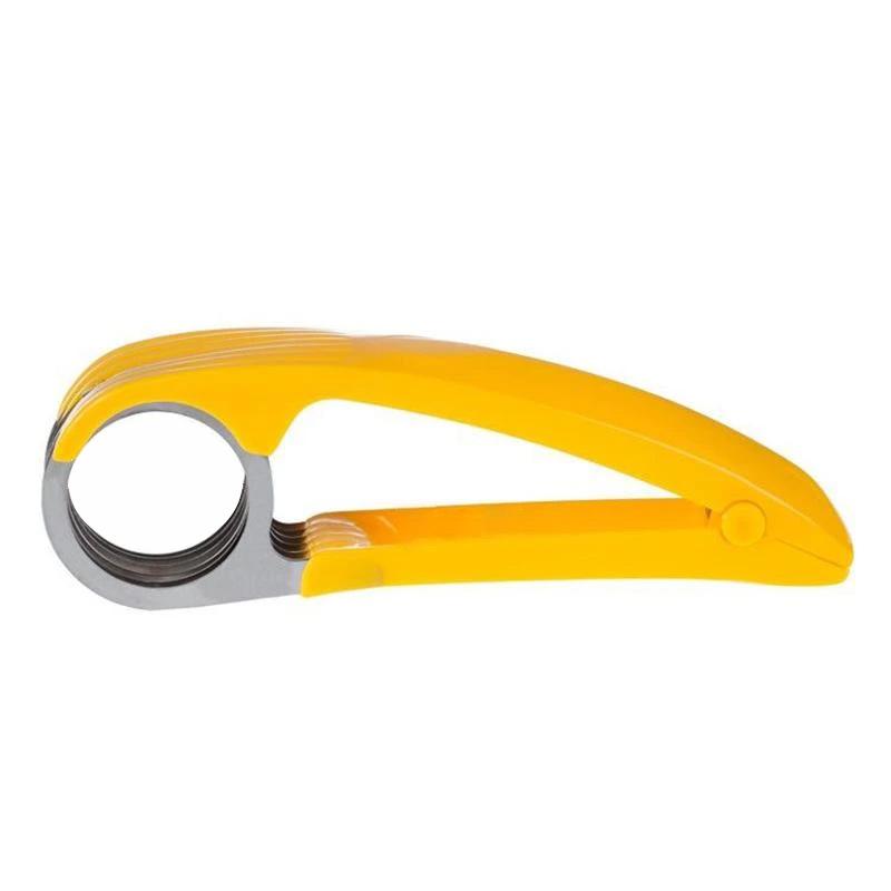 Ergonomic Banana Slicer with Stainless Steel Blades - Easy Grip Yellow Handles for Perfect Slices