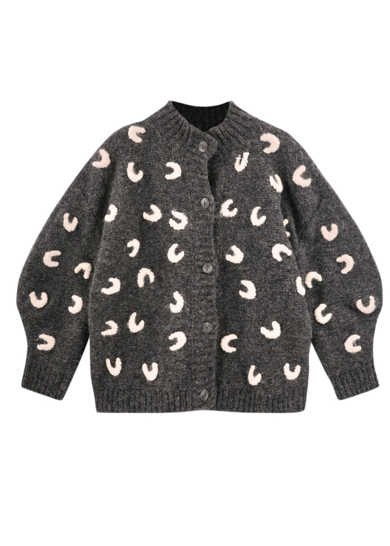 CUSCO CROISSANT CARDIGAN EM SLATE/IVORY