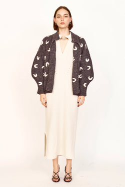 CUSCO CROISSANT CARDIGAN EM SLATE/IVORY