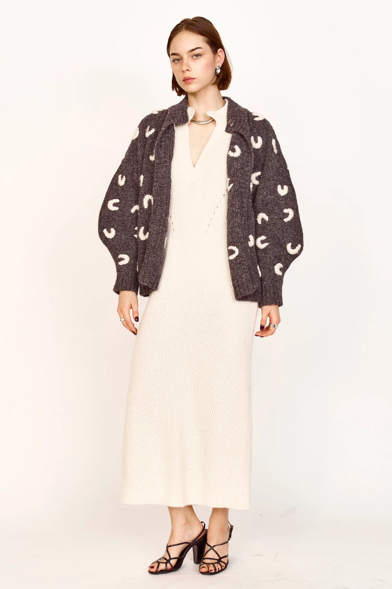 CUSCO CROISSANT CARDIGAN EM SLATE/IVORY