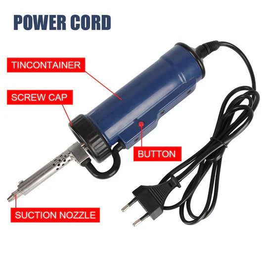 Professional Electric Desoldering Tool with Trigger Control & 3 Interchangeable Nozzles for Precision Solder Removal