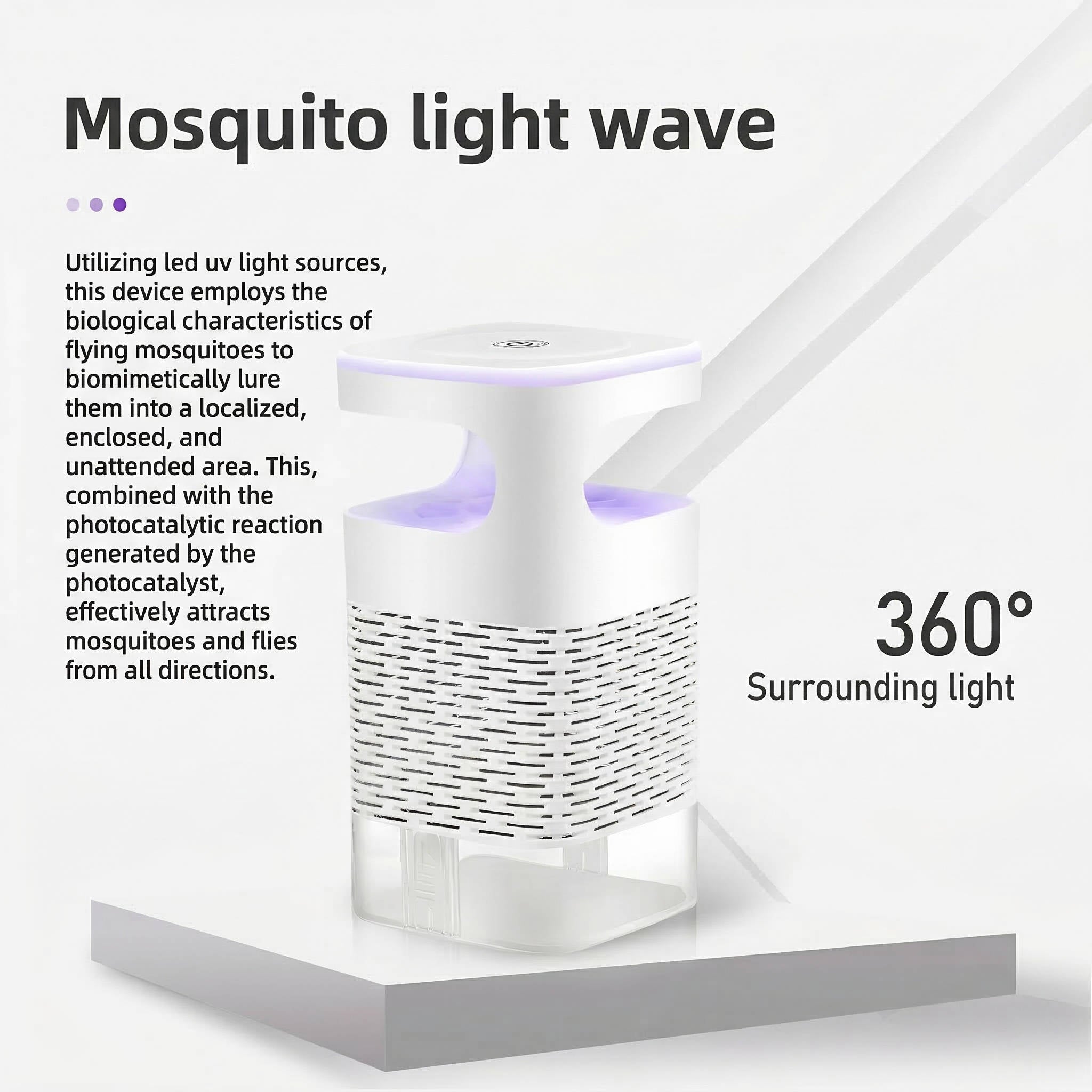 UV LED Mosquito Trap with Suction Fan & Night Light - Indoor Insect Catcher for Effective Pest Control