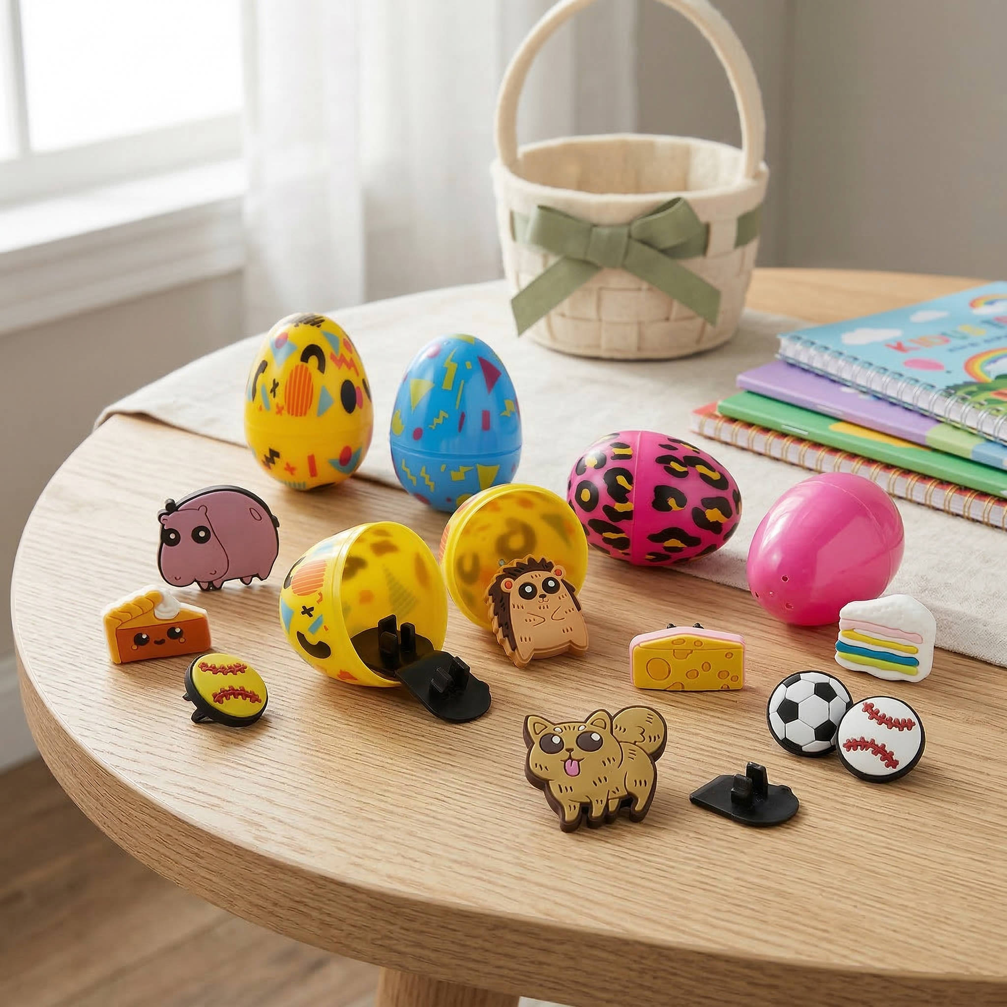 24-Pack Pre-Filled Easter Eggs with Pencil Charms - Perfect Hunt Fillers for Kids' Easter Egg Hunt