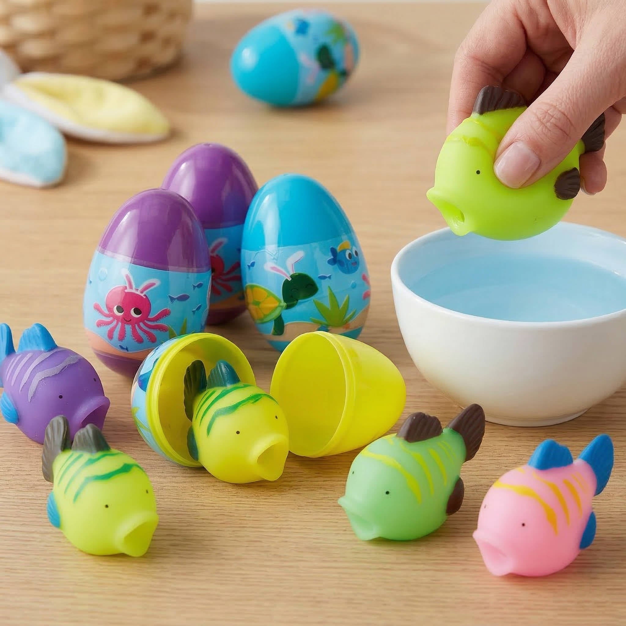 12-Piece Squirt Toy Easter Egg Set - Fun Vinyl Water Toys with Split Open Design for Kids