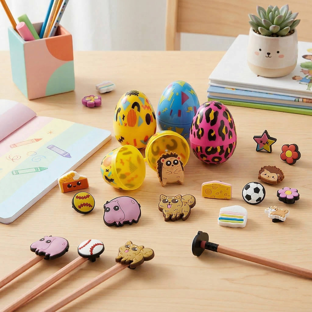 24-Pack Pre-Filled Easter Eggs with Pencil Charms - Perfect Hunt Fillers for Kids' Easter Egg Hunt