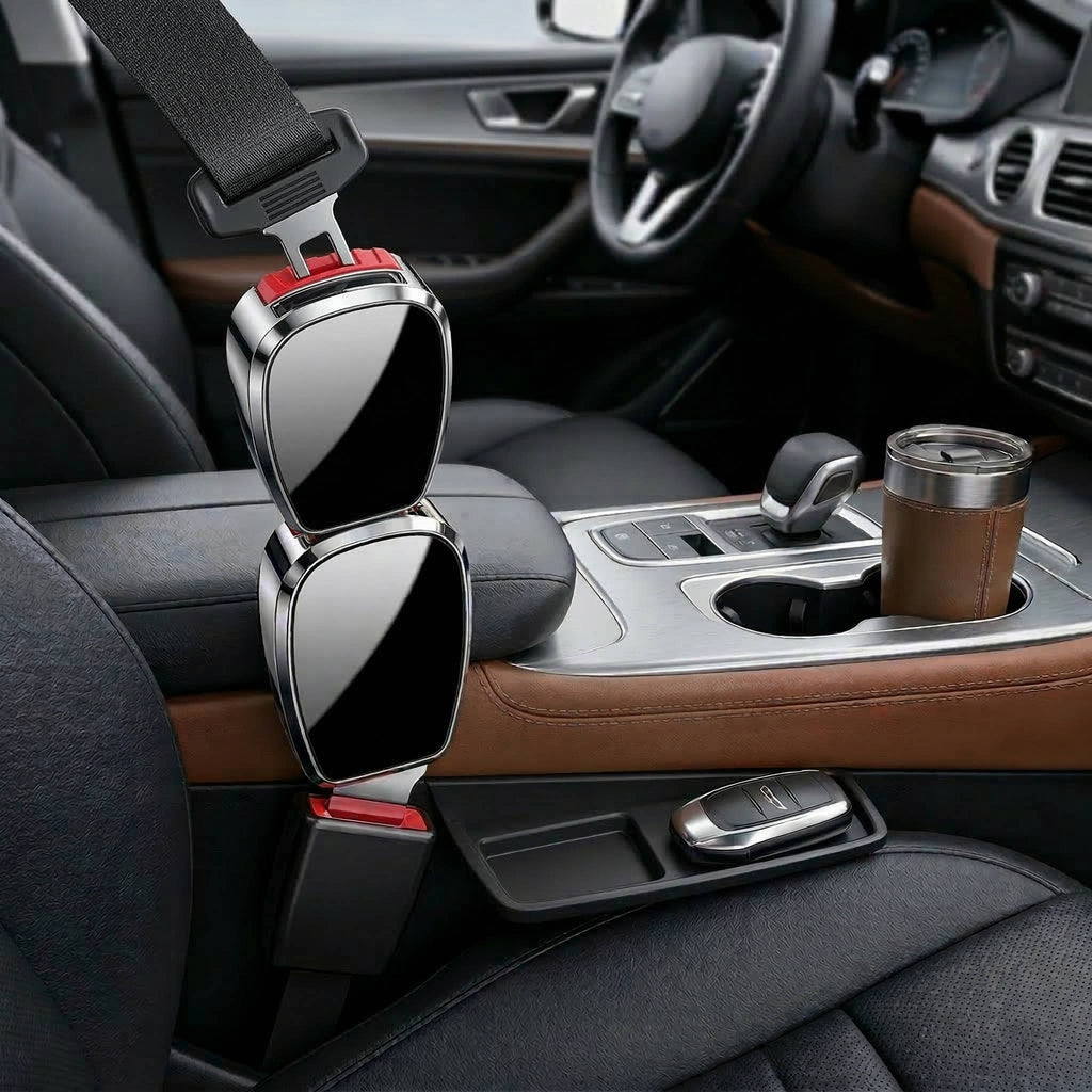 2-Pack Seat Belt Extender with One-Click Release & Durable Metal Locking Tongue - Universal Fit for Comfort & Safety