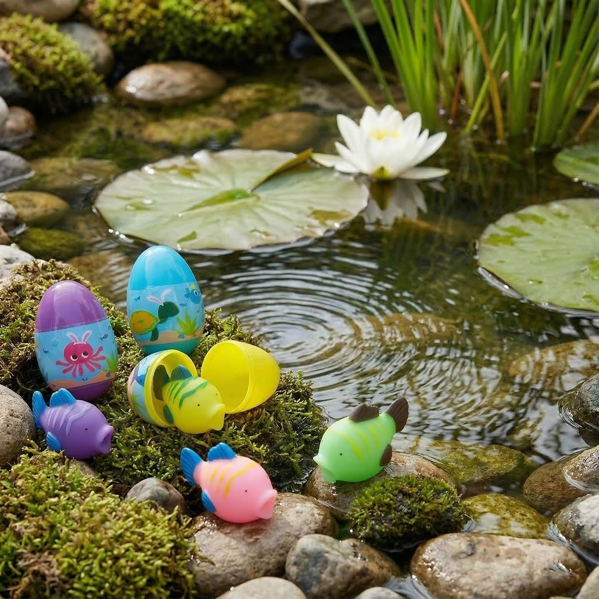 12-Piece Squirt Toy Easter Egg Set - Fun Vinyl Water Toys with Split Open Design for Kids