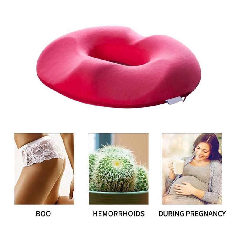 Memory Foam Donut Cushion - Non-Slip Base & Machine Washable Cover for Ultimate Comfort