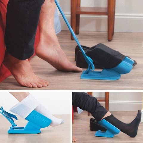 Sock Aid Device with 15.7-Inch Handle & Integrated Shoe Horn - Easy Sock Helper for Seniors & Individuals with Limited Mobility