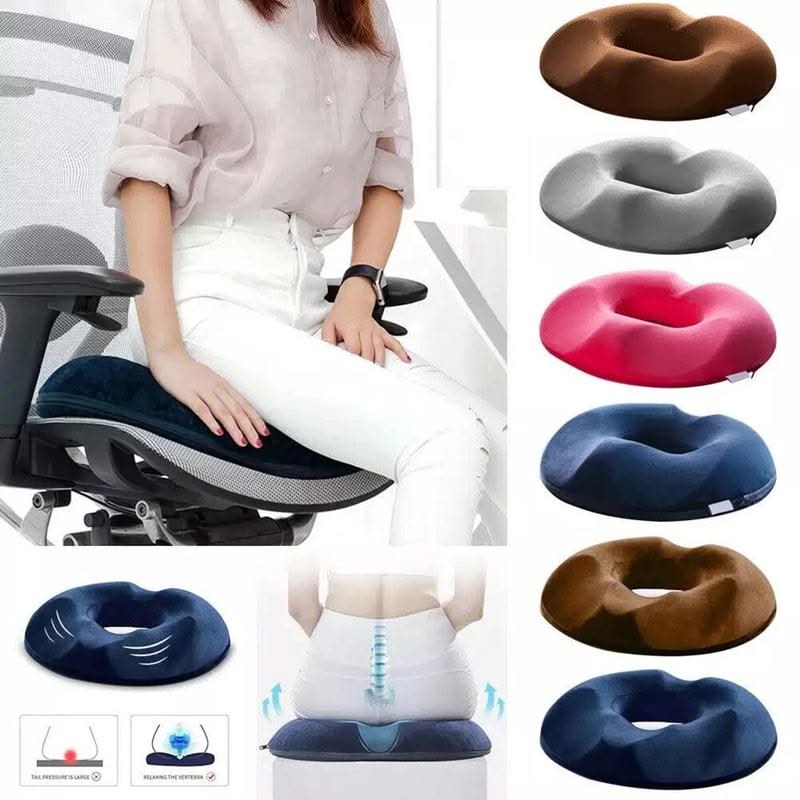 Memory Foam Donut Cushion - Non-Slip Base & Machine Washable Cover for Ultimate Comfort