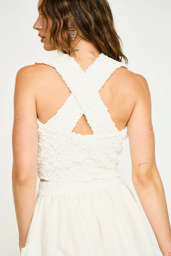 LUCIA SMOCKED TOP IN WHITE