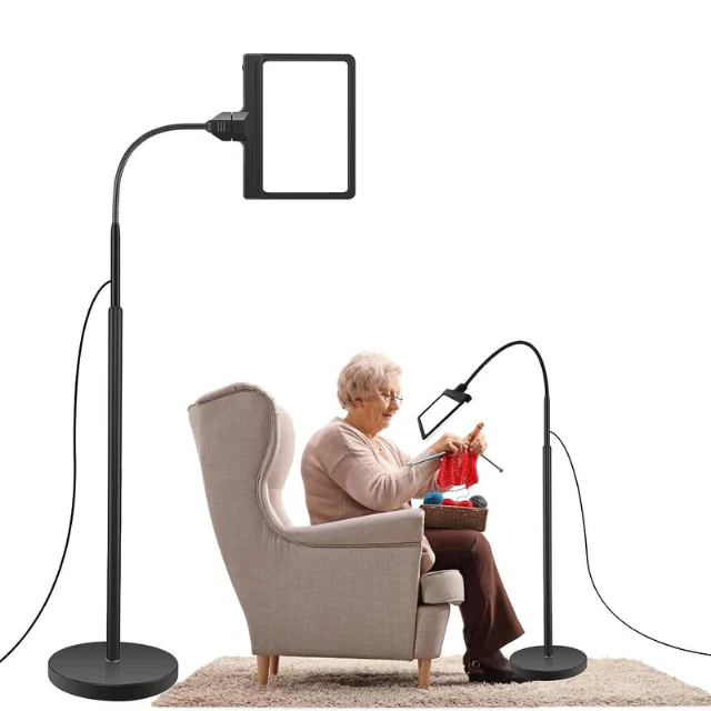 Adjustable Floor Standing Magnifying Lamp with LED Lighting & Page Lens - Ideal for Crafts, Reading, and Detailed Work