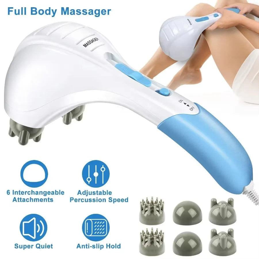 Adjustable Intensity Dual Vibration Handheld Electric Massager for Ultimate Relaxation