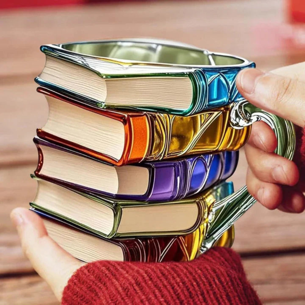 12oz Borosilicate Glass Book Mug with Textured Design - Durable, Stylish Coffee & Tea Cup