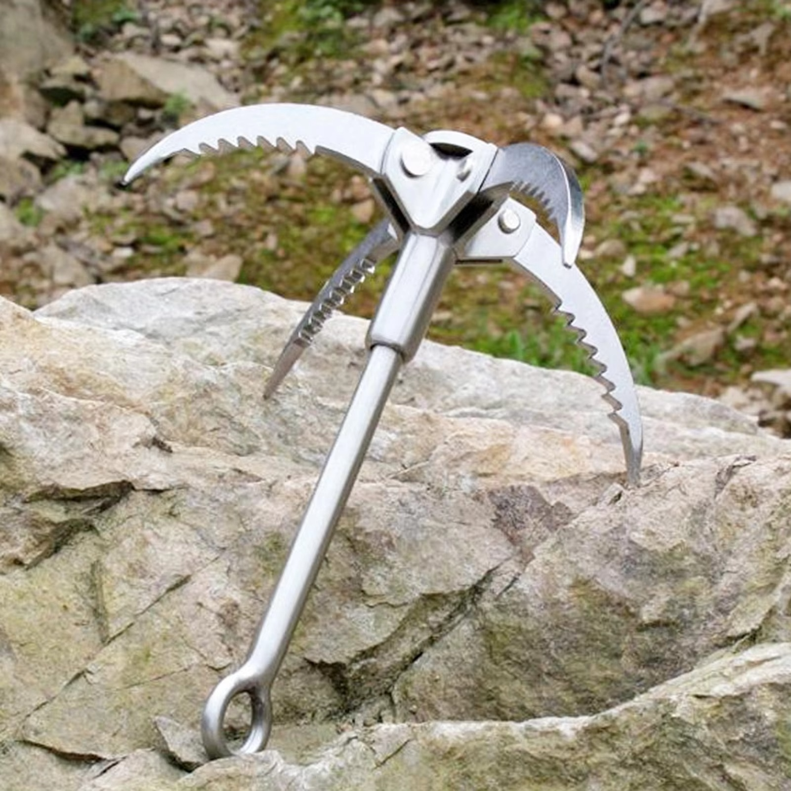Heavy-Duty Stainless Steel Grappling Hook - 4 Curved Prongs, 250lb Weight Capacity, Ideal for Climbing, Fishing, and Outdoor Adventures