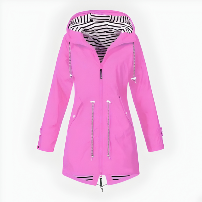 Women's Stylish Long Rain Jacket - Windproof & Waterproof, Perfect for All Weather