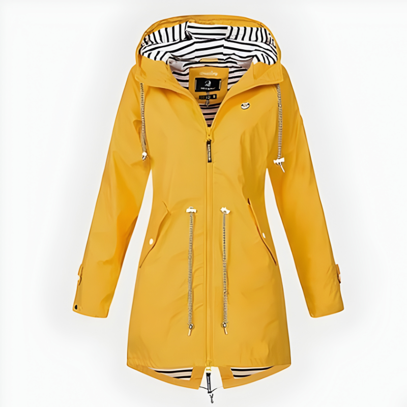 Women's Stylish Long Rain Jacket - Windproof & Waterproof, Perfect for All Weather