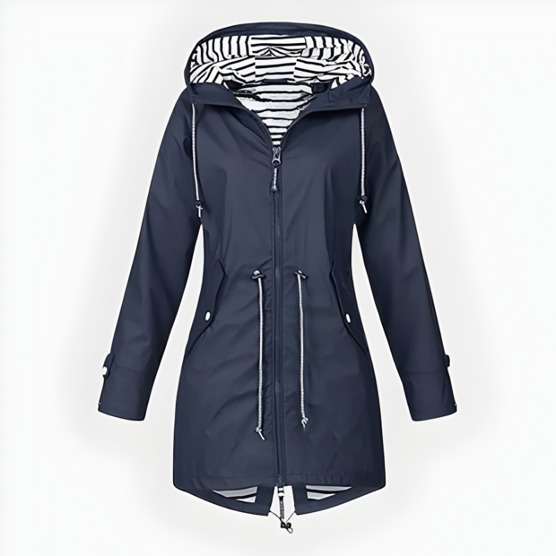 Women's Stylish Long Rain Jacket - Windproof & Waterproof, Perfect for All Weather