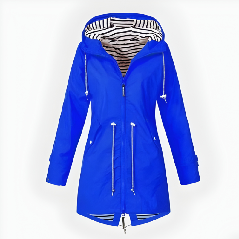 Women's Stylish Long Rain Jacket - Windproof & Waterproof, Perfect for All Weather